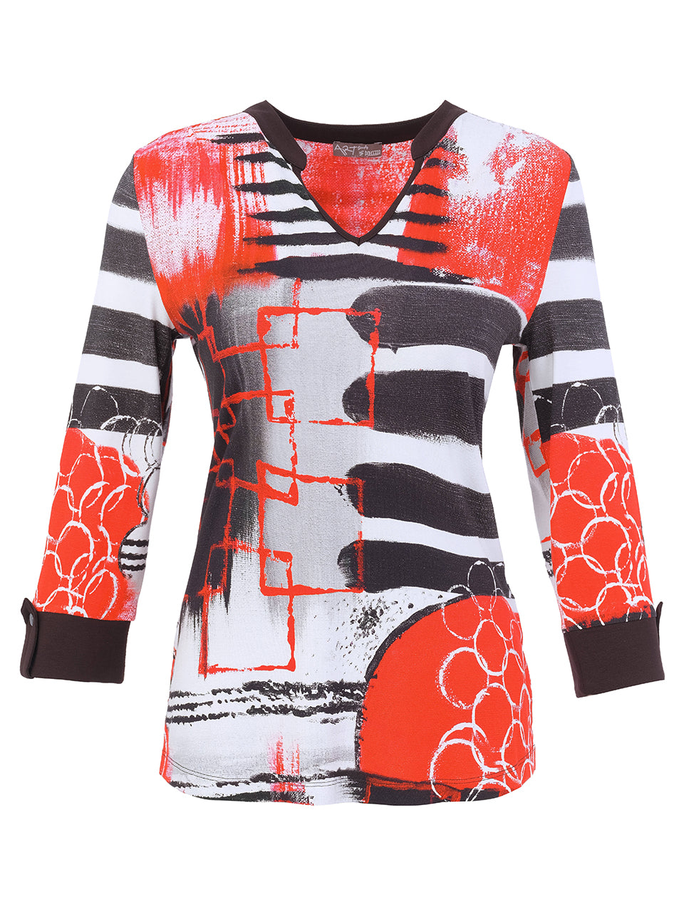 Geo Stripes Black & Red Top - 76691