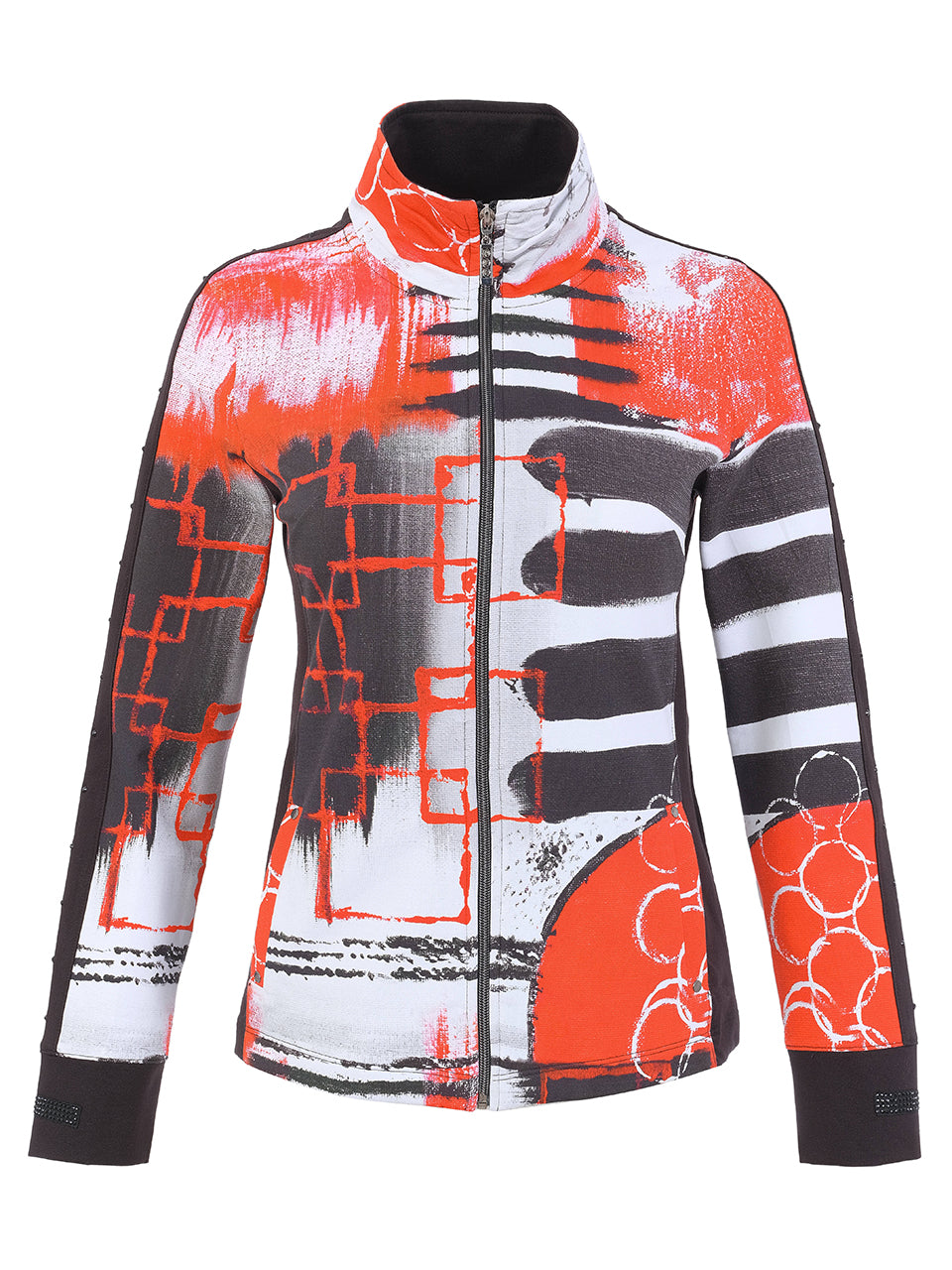 Geo Stripes Black & Red Zip Jacket - 76696