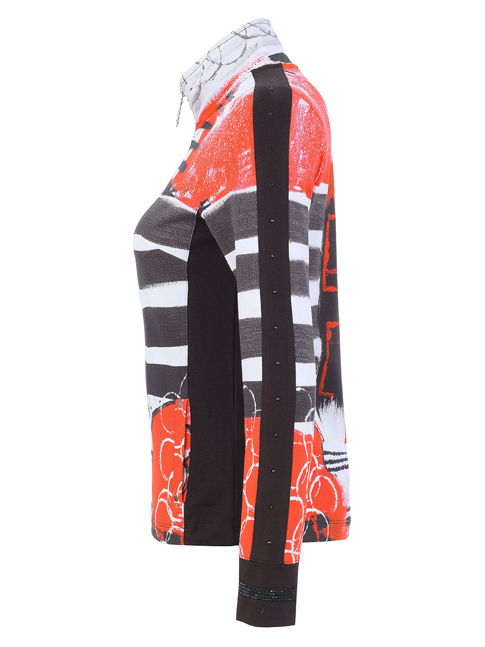 Geo Stripes Black & Red Zip Jacket - 76696