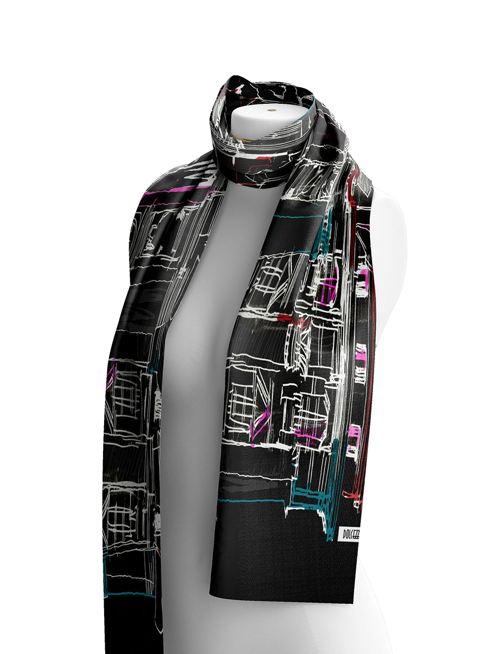 Trevi Black & Multi Print Scarf - 76904