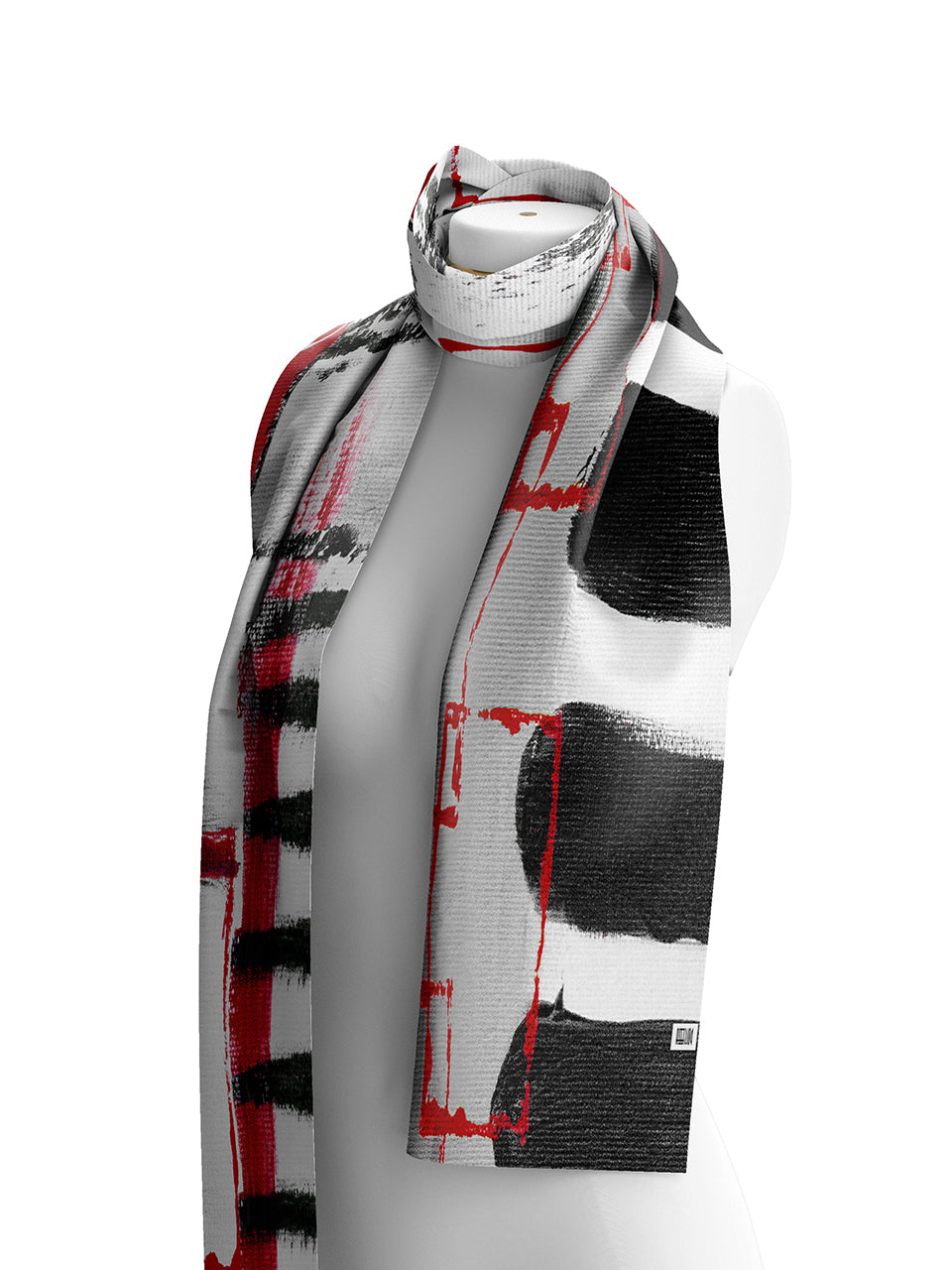 Geo Stripes Black & Red Scarf - 76909