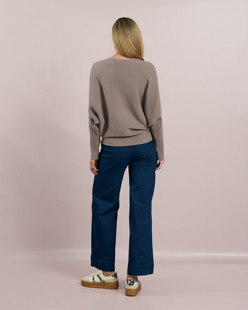 Taupe Batwing Sweater - 7725