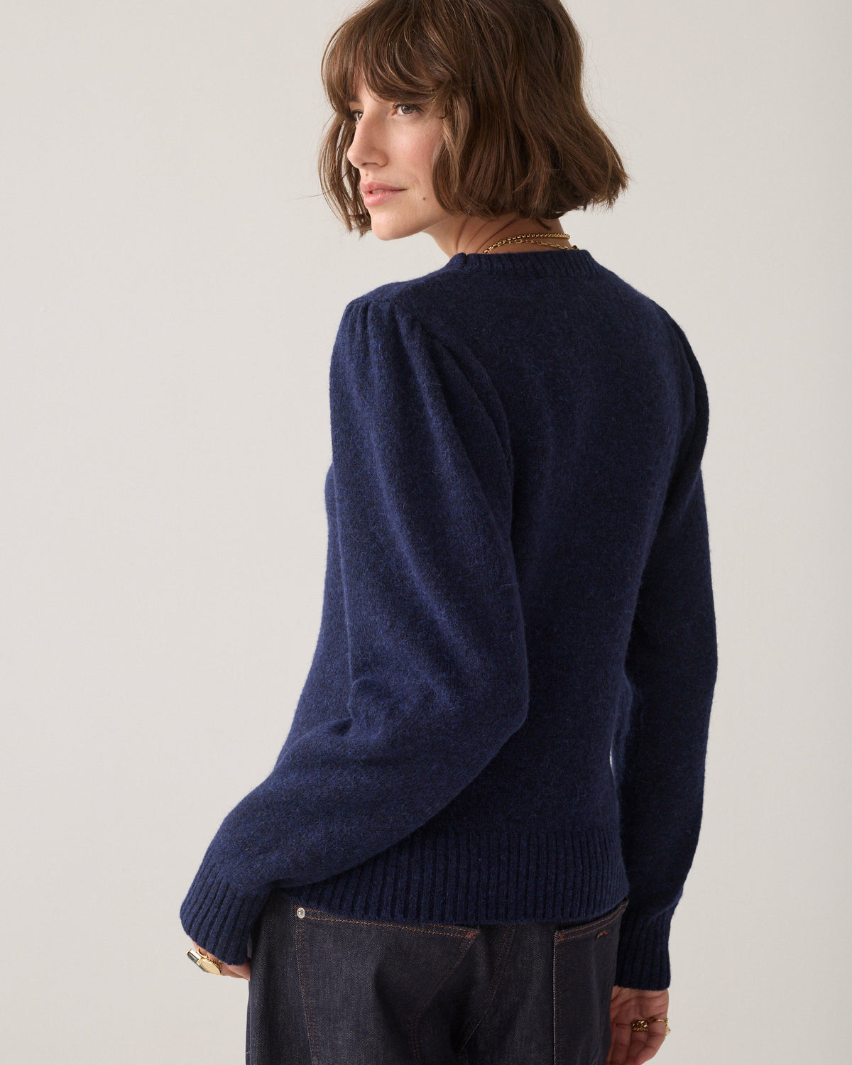 Midnight Blue Puff Sleeve Sweater - 7s8034
