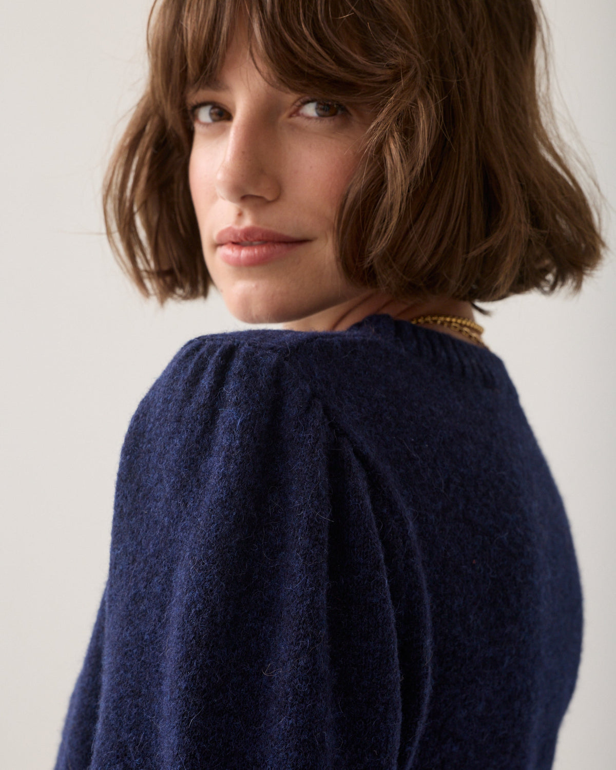 Midnight Blue Puff Sleeve Sweater - 7s8034
