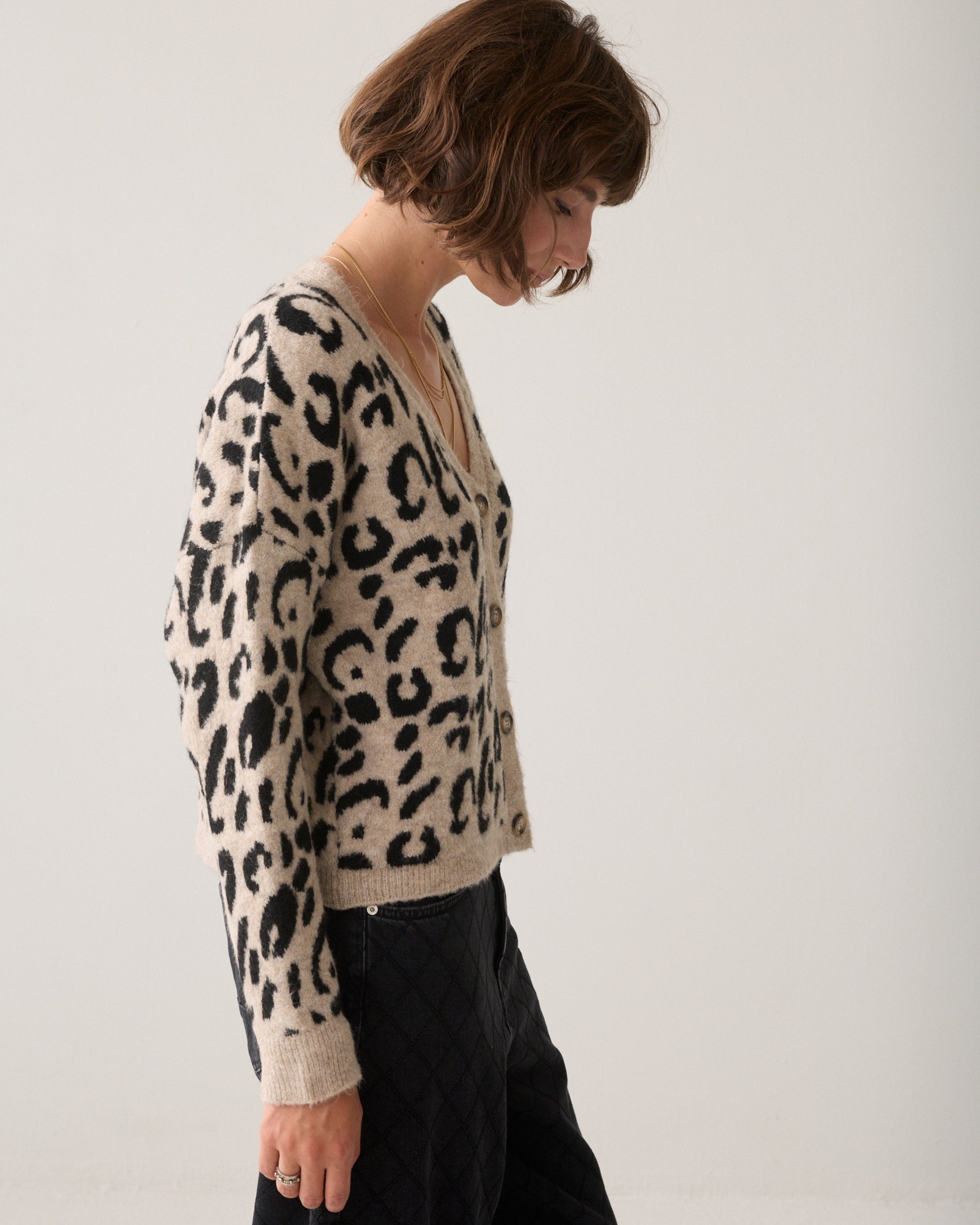 Light Taupe Leopard Cardigan - 7s8036