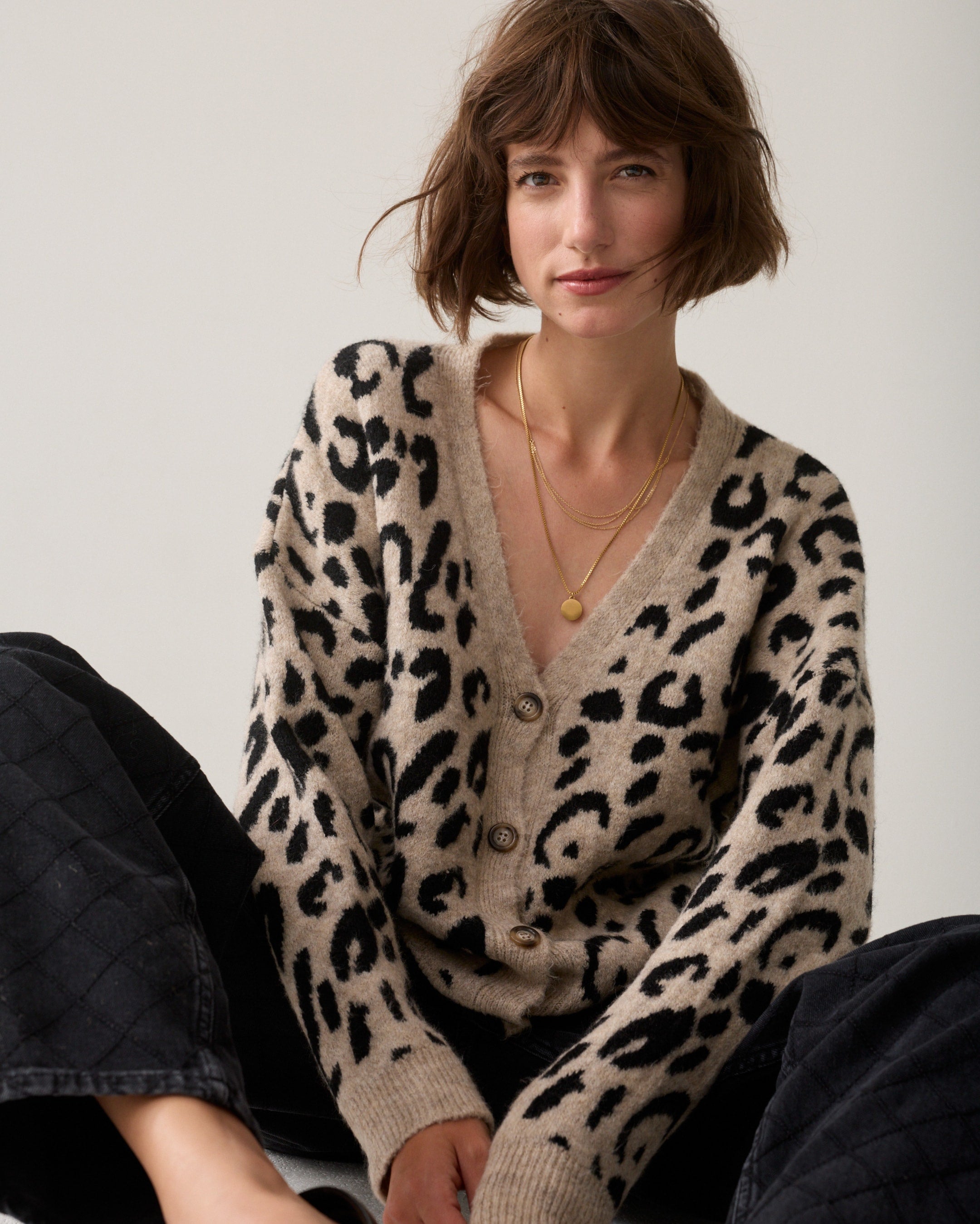 Light Taupe Leopard Cardigan - 7s8036