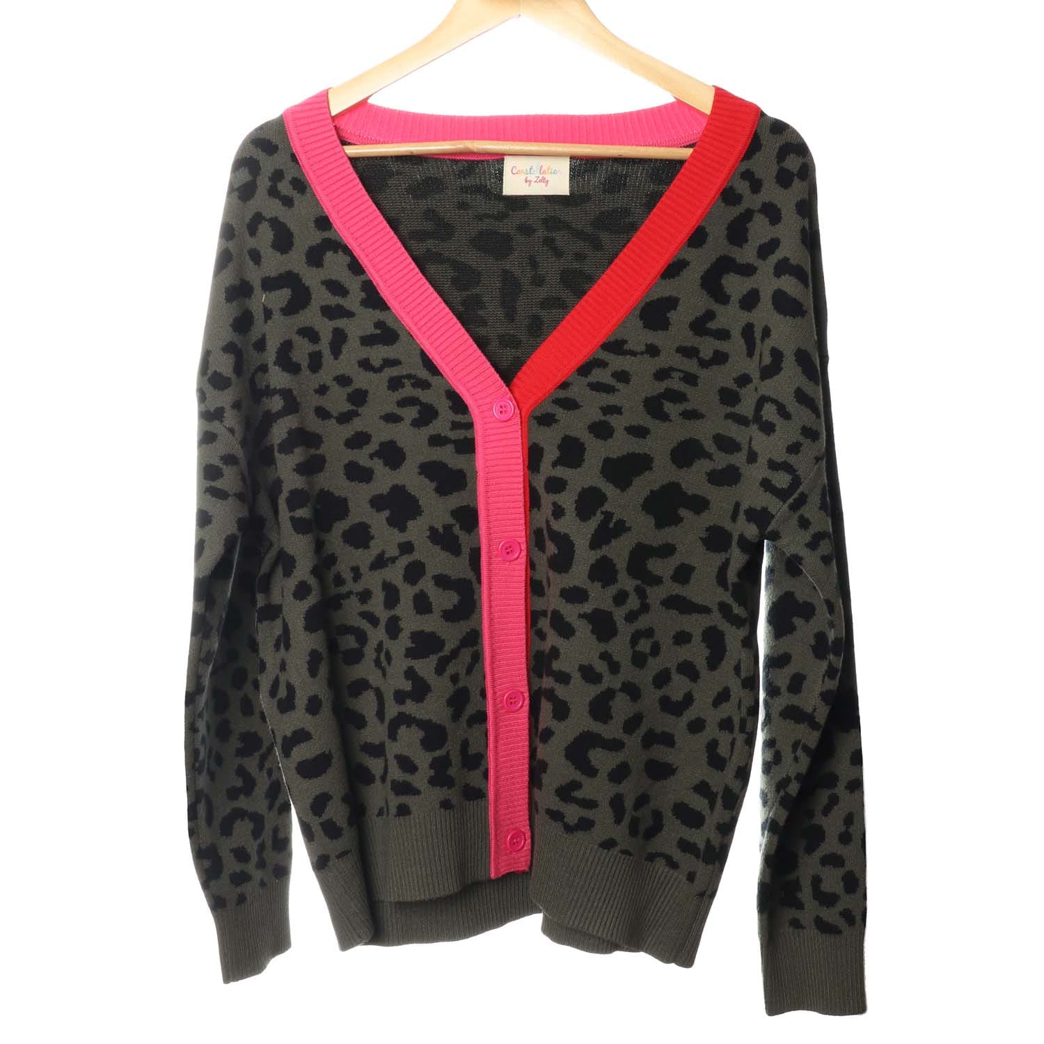 Olive Animal Print Cardigan - 8003408