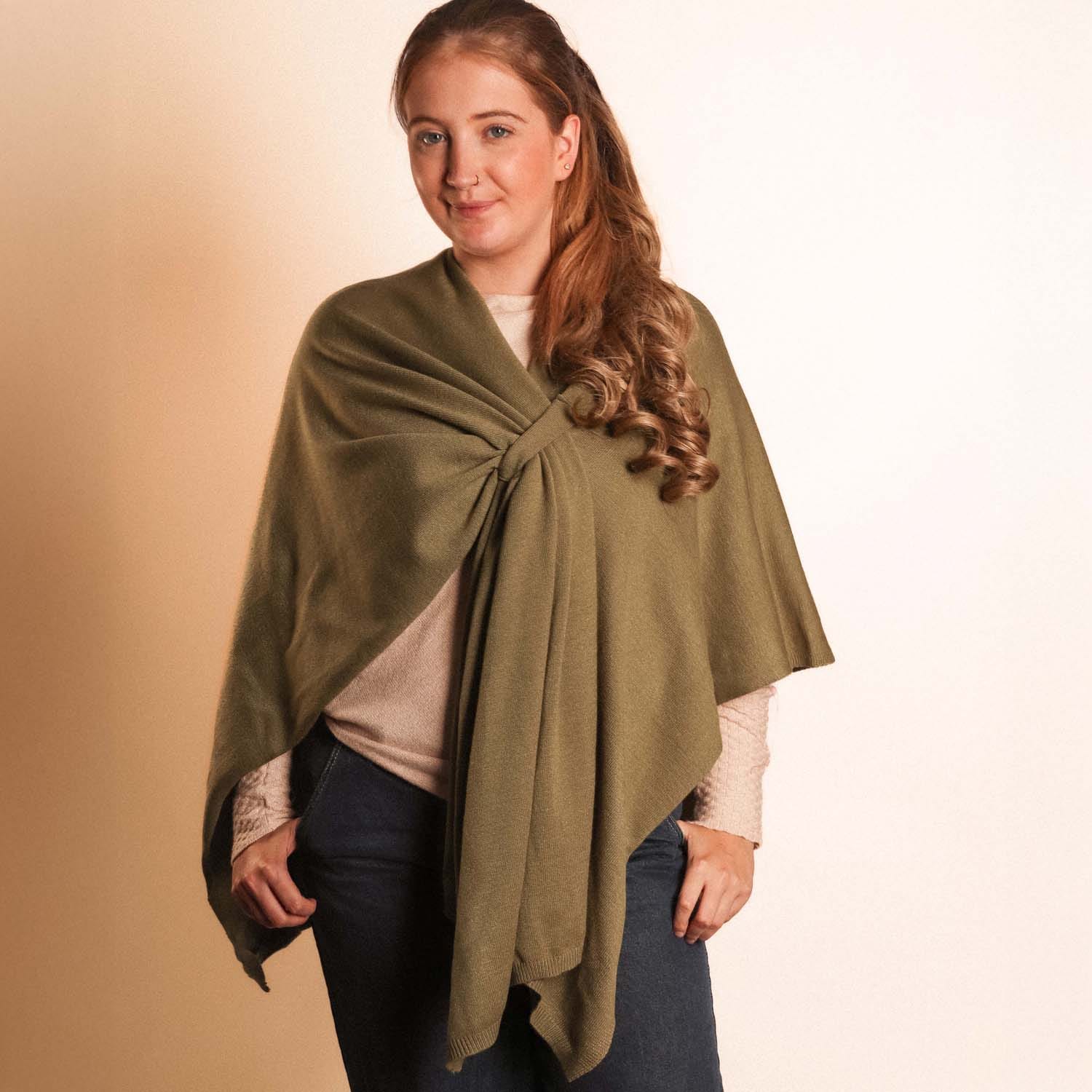 Olive Pull Through Poncho - 8003628