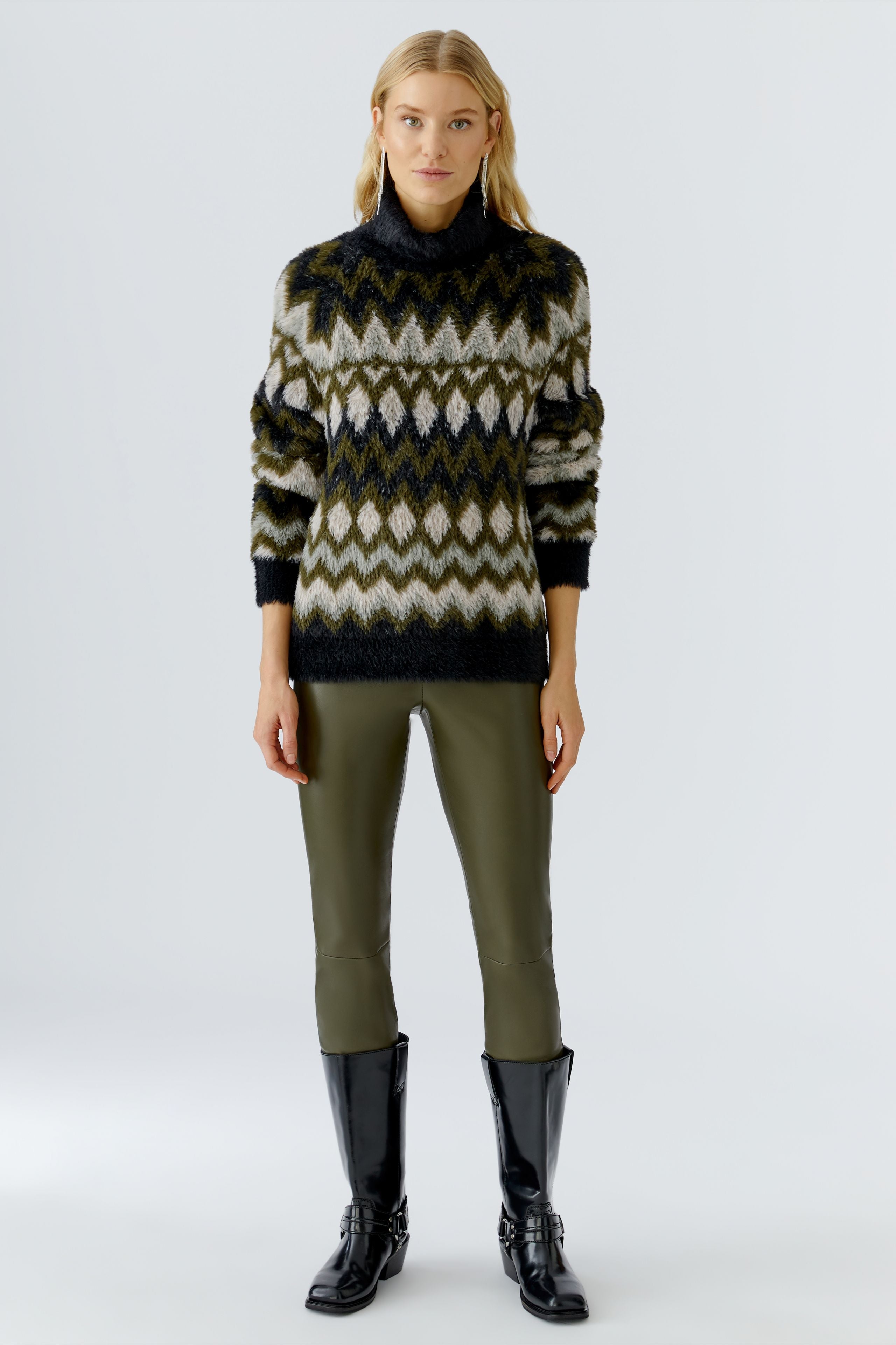 Khaki Faux Leather Leggings - 80039
