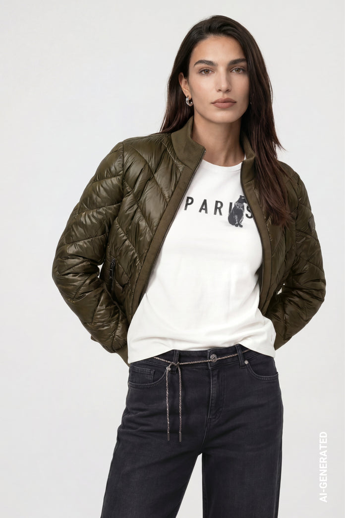 Olive Quilted Jacket - 809755