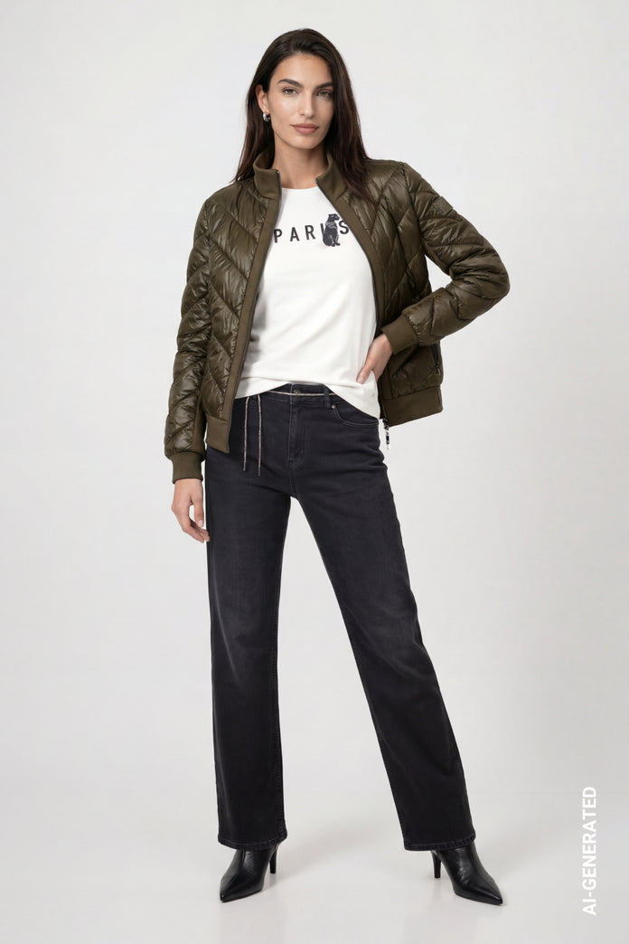Olive Quilted Jacket - 809755