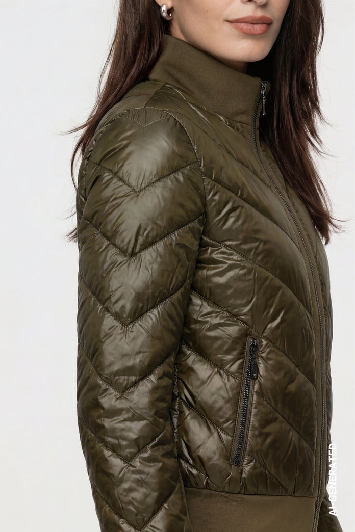 Olive Quilted Jacket - 809755
