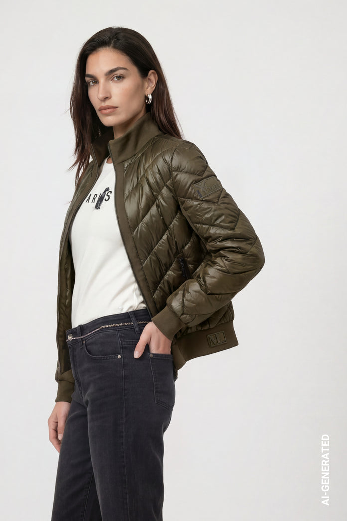 Olive Quilted Jacket - 809755