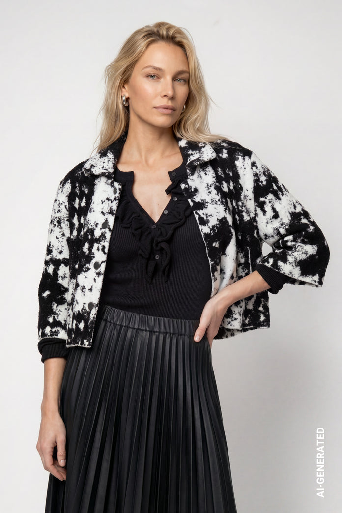 Black Print Jacquard Jacket - 809934