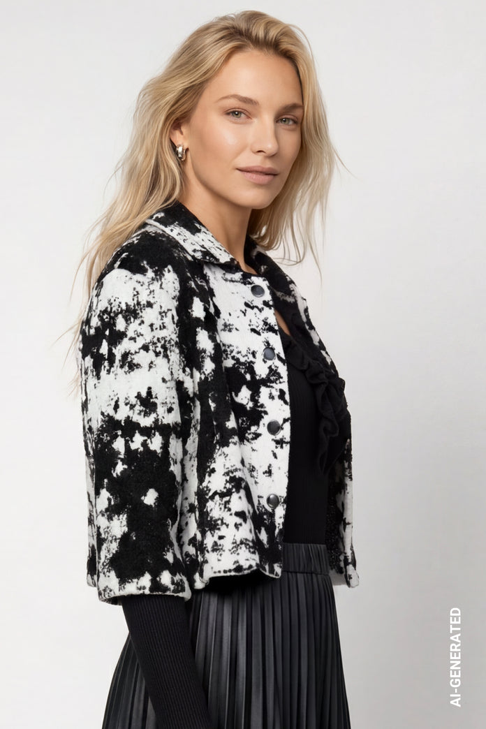 Black Print Jacquard Jacket - 809934