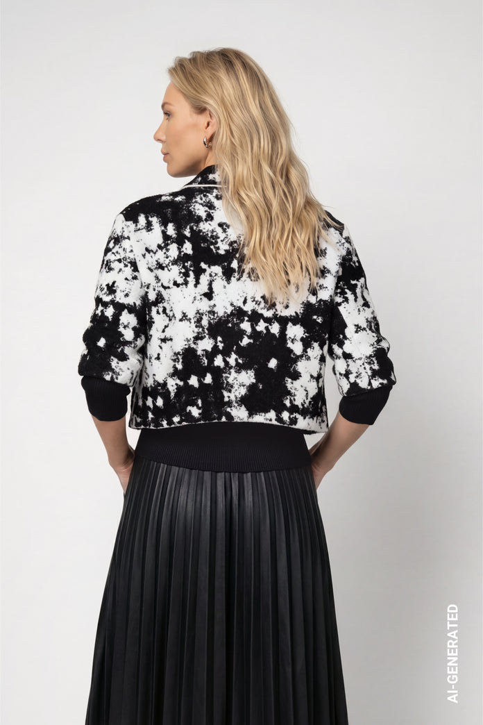 Black Print Jacquard Jacket - 809934