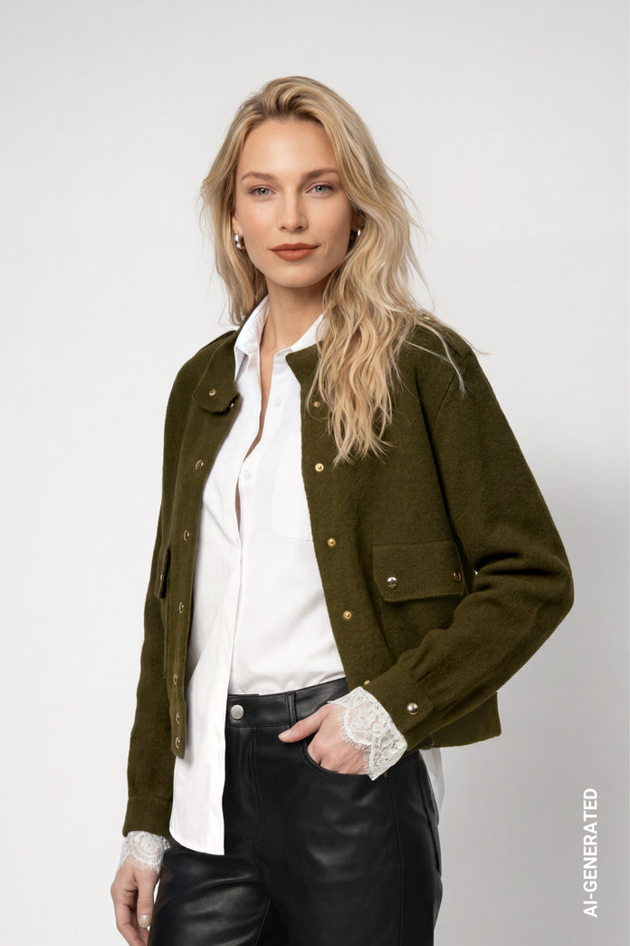 Olive Cardigan Jacket - 809935