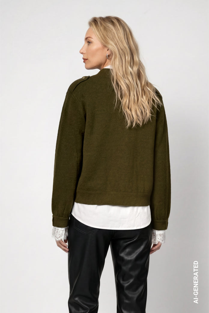 Olive Cardigan Jacket - 809935