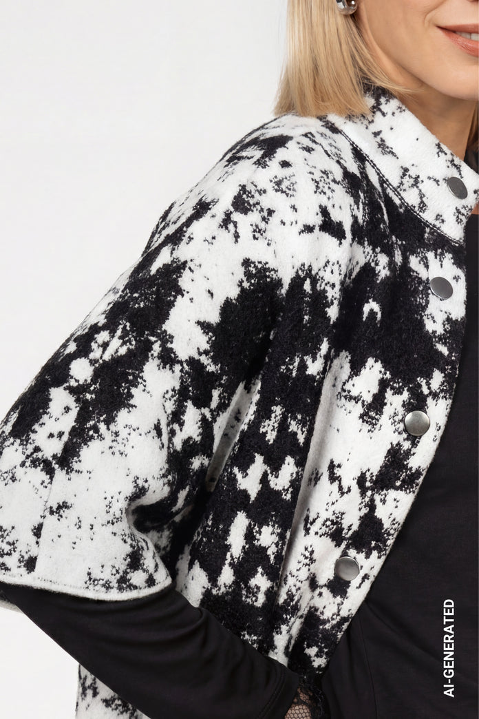 Black Print Jacquard Cardigan - 809938