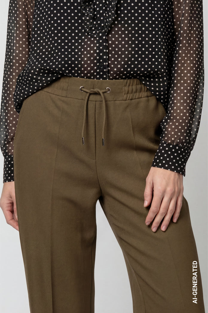 Olive Drawstring Trousers - 810037