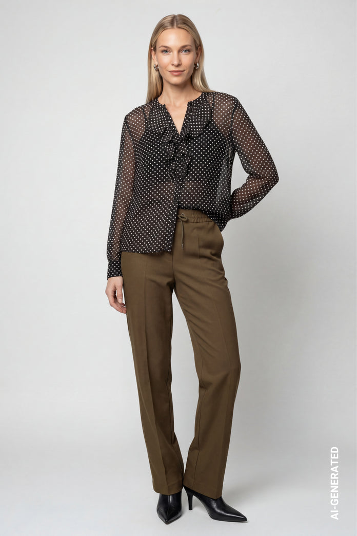 Olive Drawstring Trousers - 810037