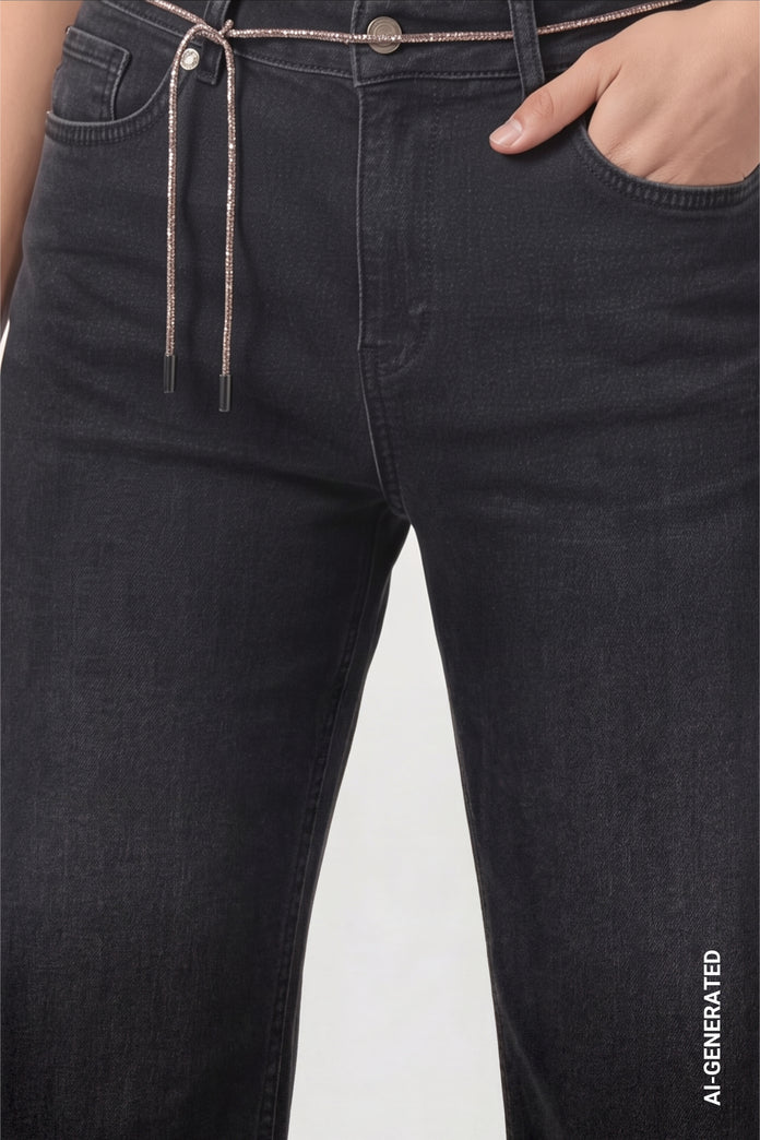 Dark Grey Wide Leg Jeans - 810112