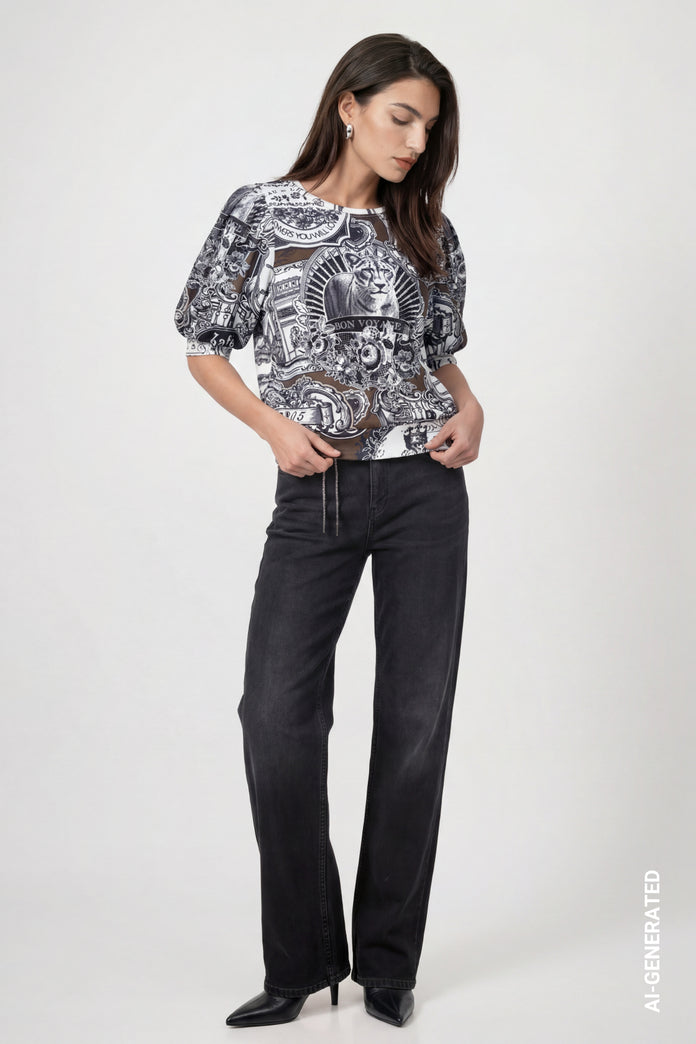 Dark Grey Wide Leg Jeans - 810112