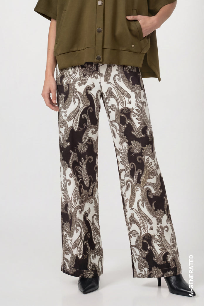 Black Paisley Print Trousers - 810118