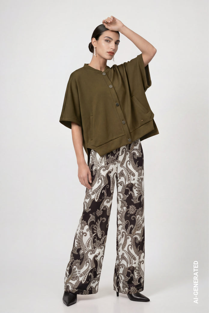 Black Paisley Print Trousers - 810118
