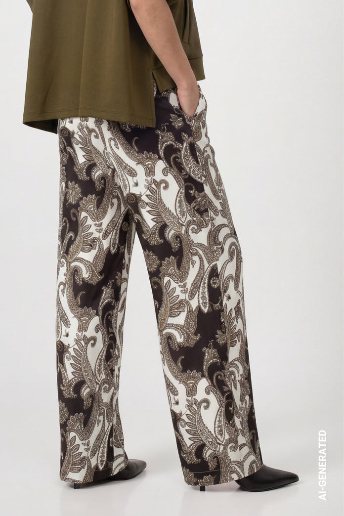 Black Paisley Print Trousers - 810118