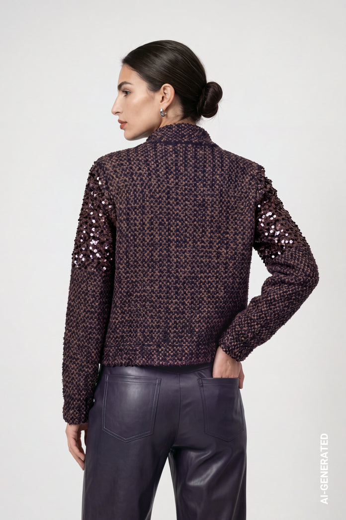 Dark Blue Rhinestone Cardigan - 810408