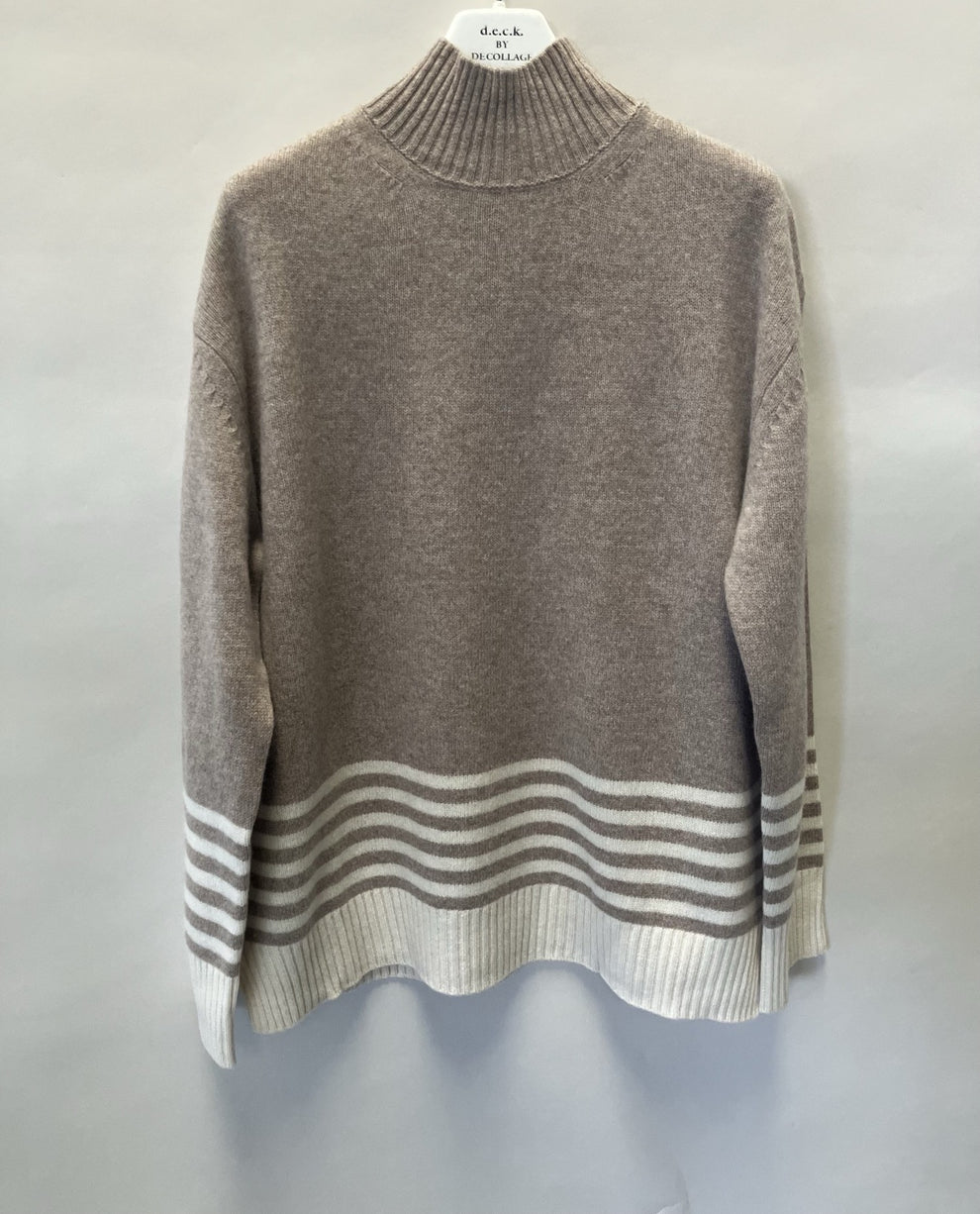 Taupe Wool Stripe Sweater - 83719