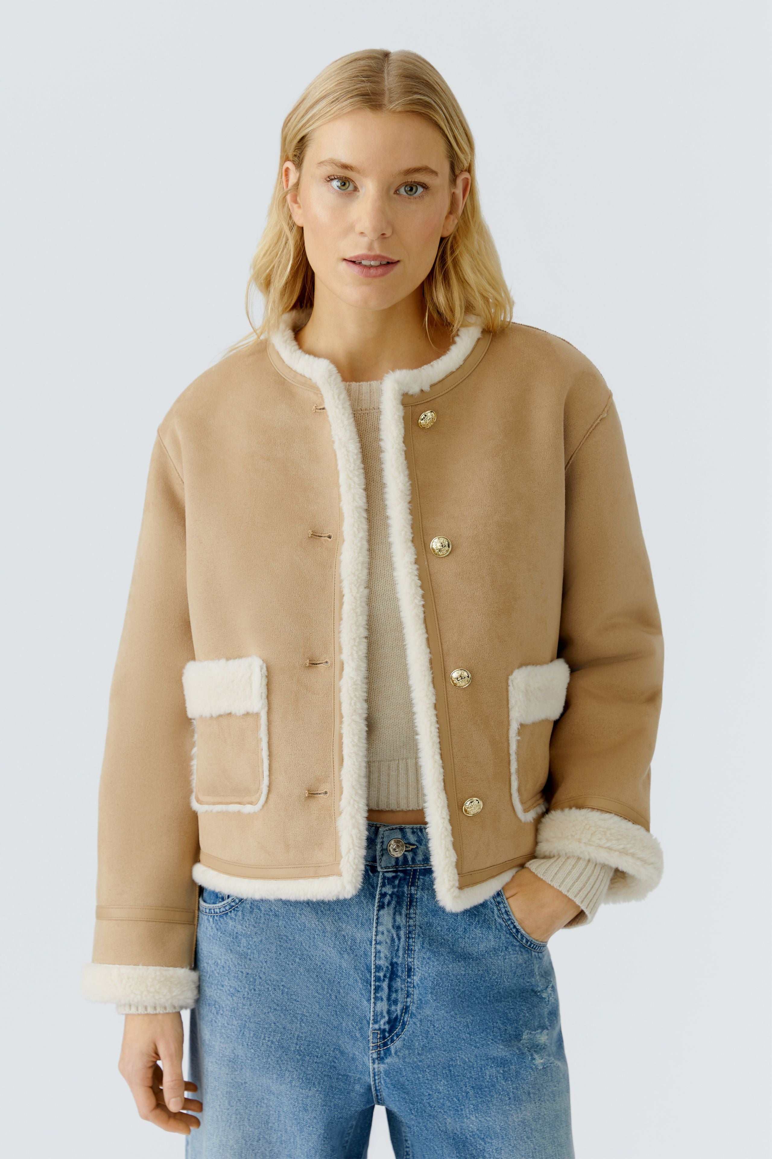 Camel Shearling Jacket - 85749
