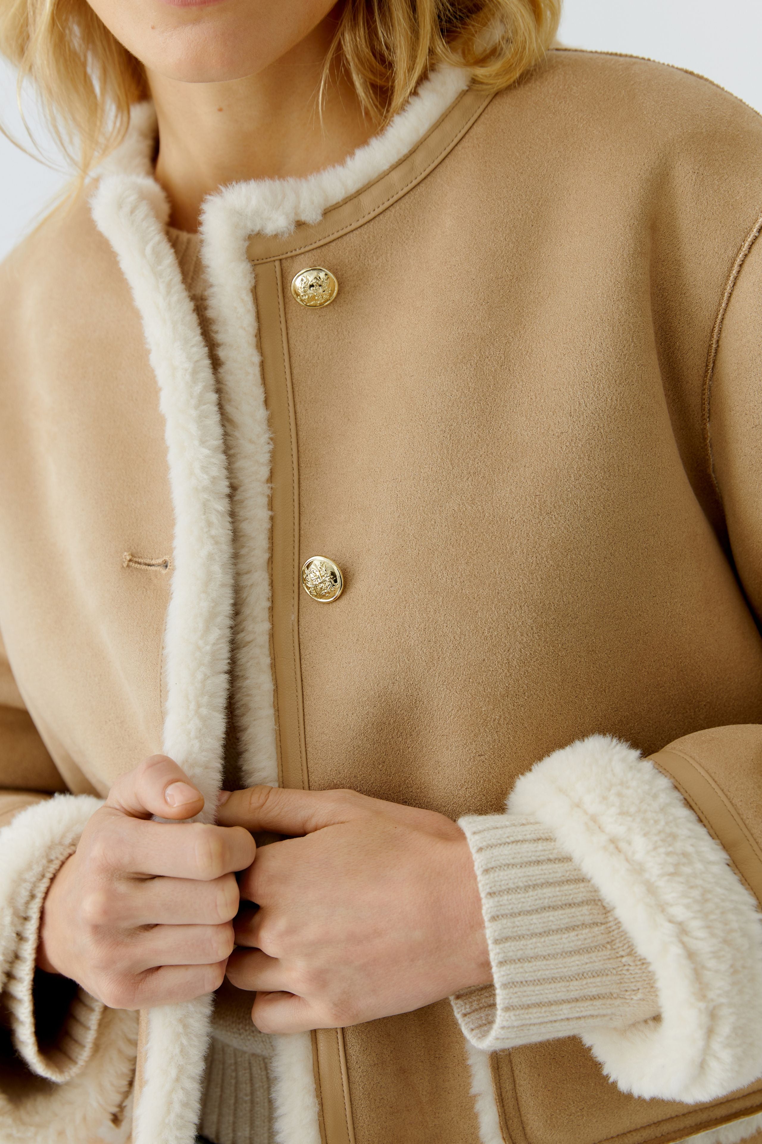 Camel Shearling Jacket - 85749