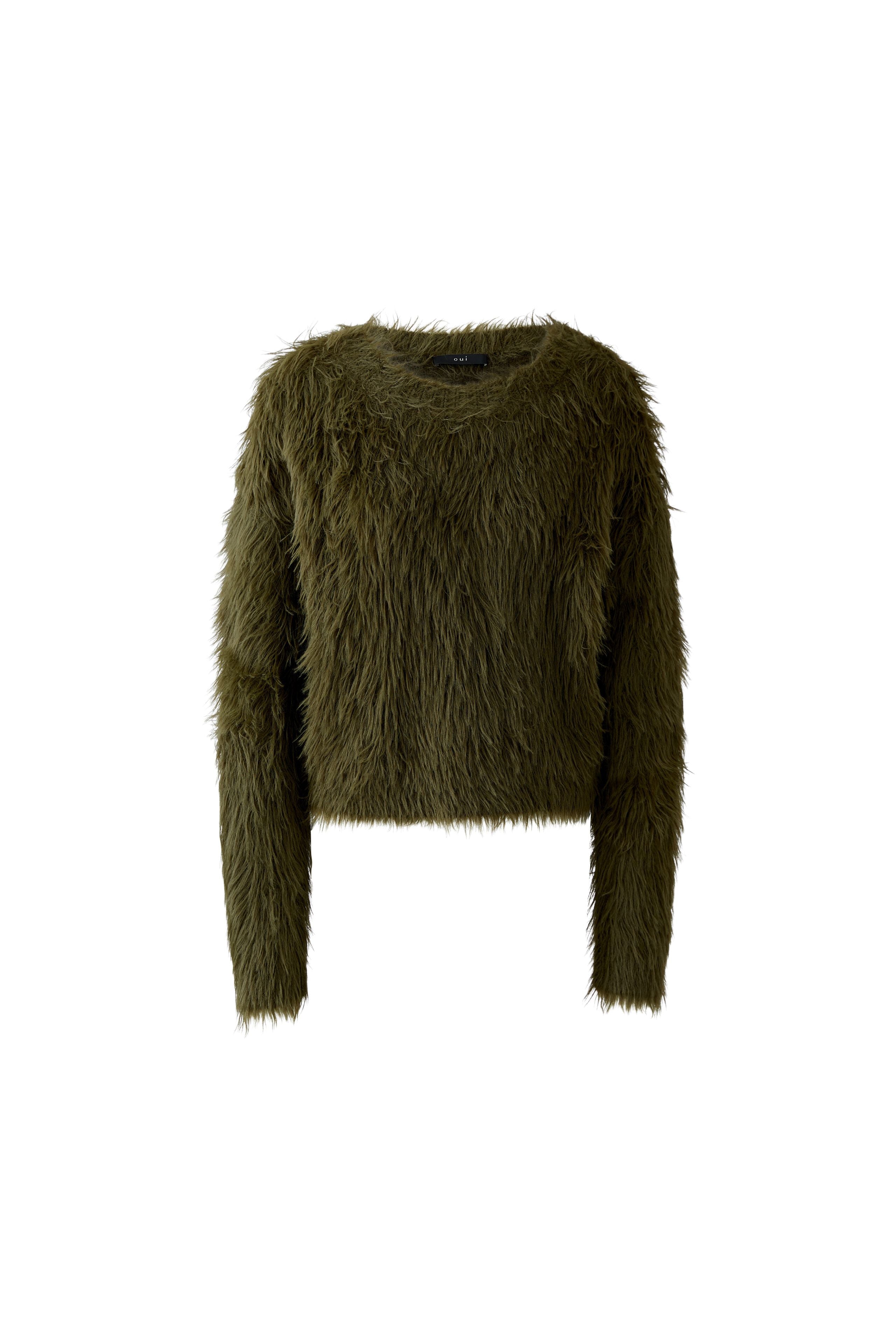 Khaki Fluffy Sweater - 86064