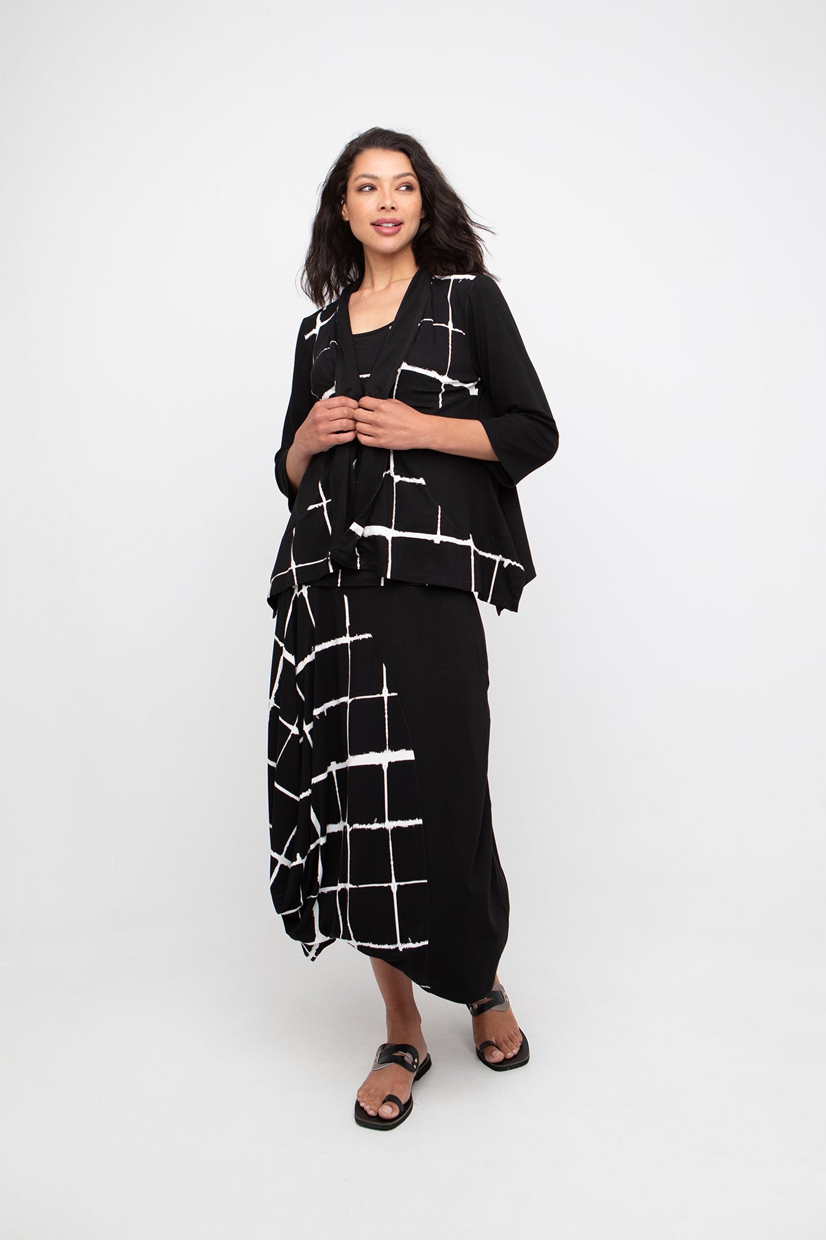 Black & White Chess Cardigan - 860814