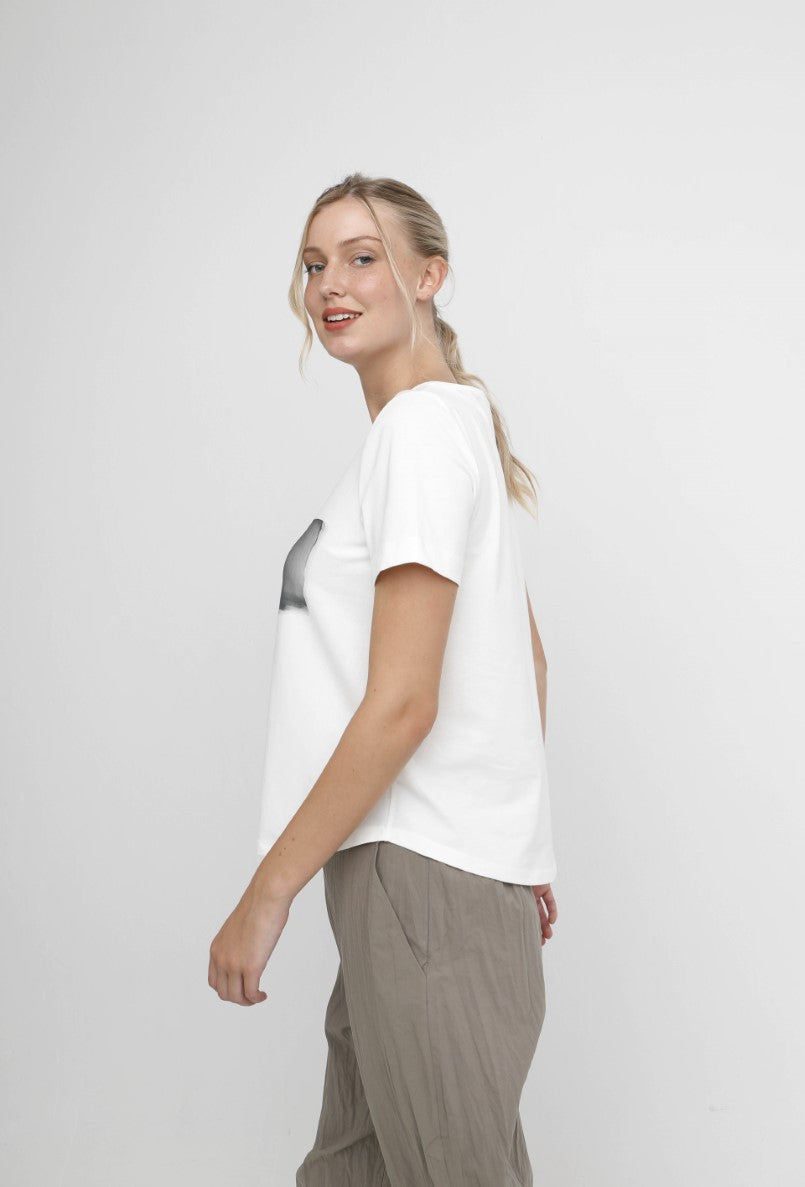 Charcoal Front Print T-Shirt - 860954
