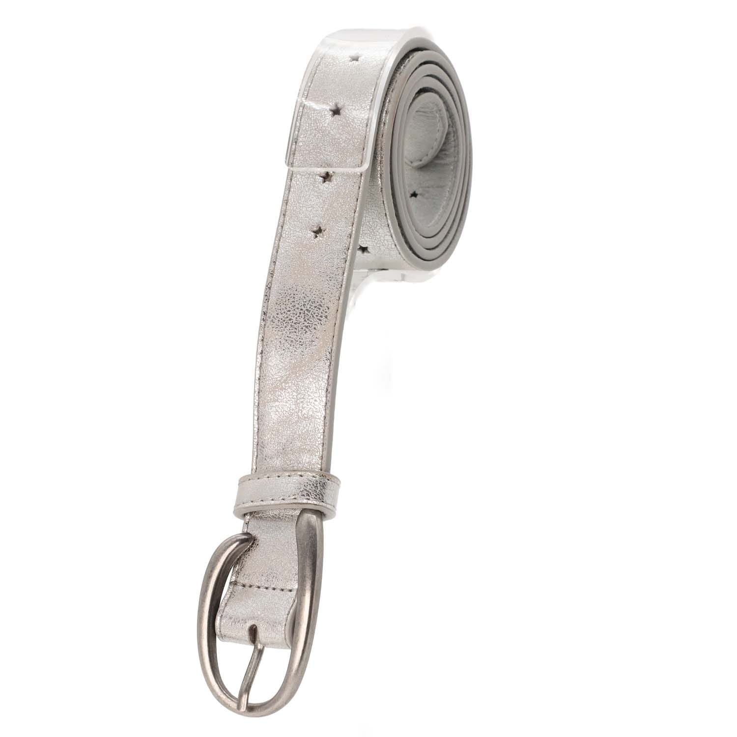 Silver Vegan Leather Belt - 9000701