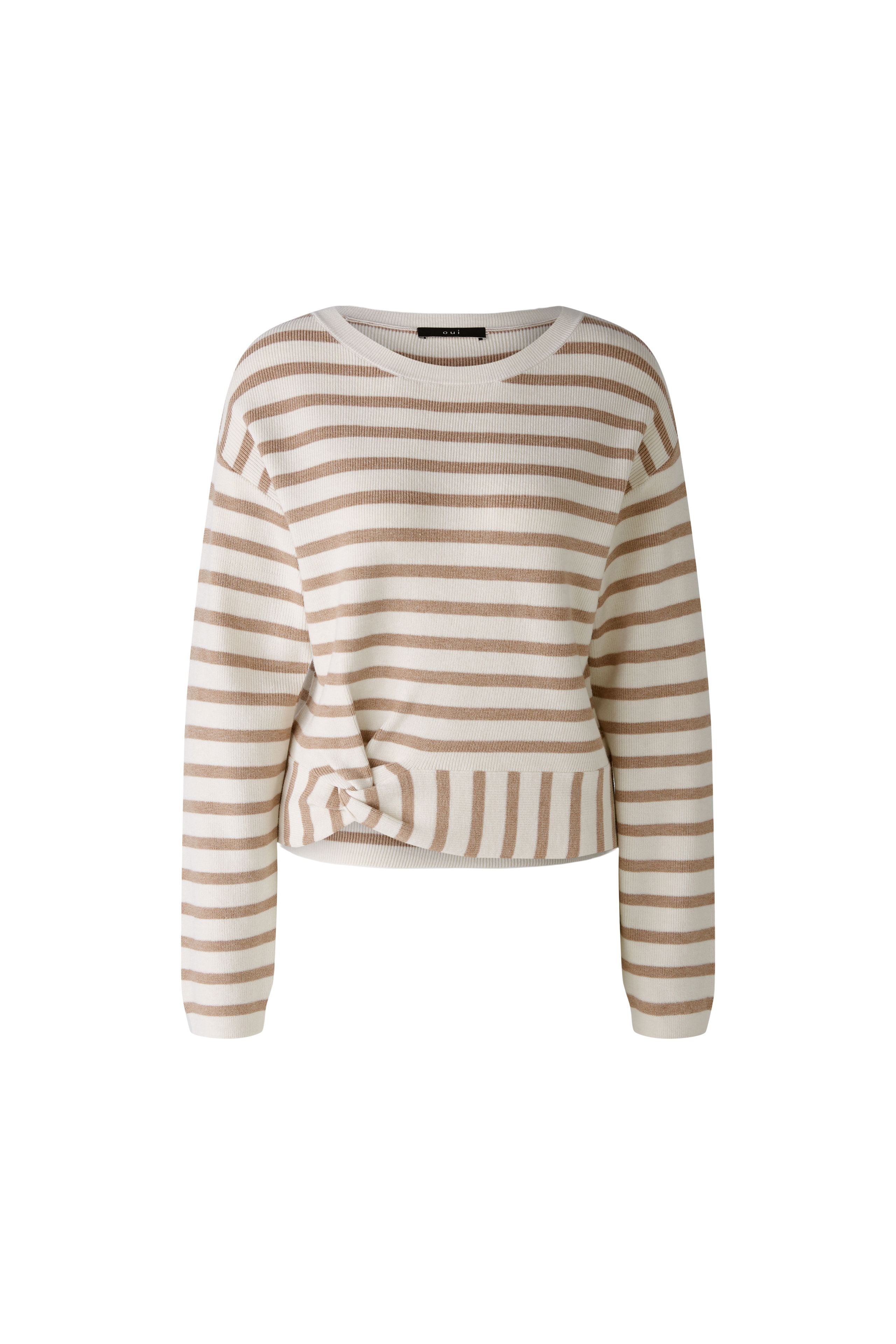 White & Camel Stripe Sweater 90174