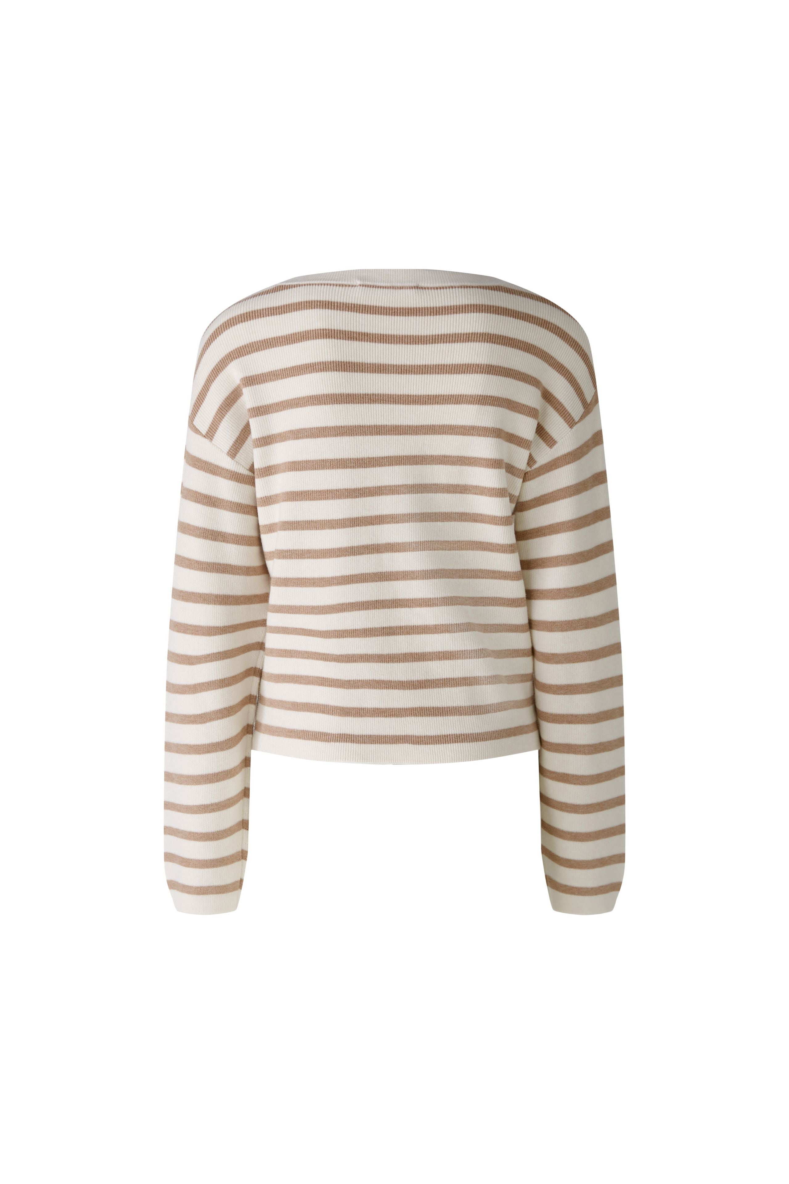 White & Camel Stripe Sweater 90174