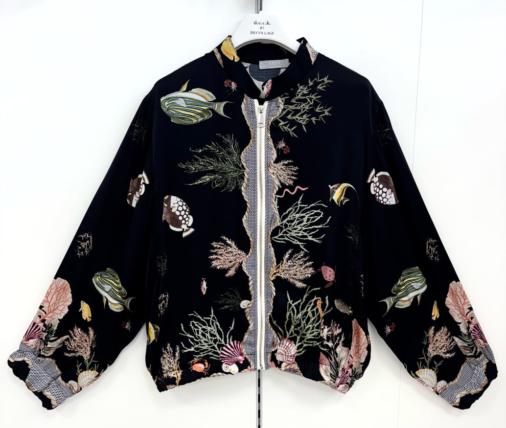 Black Fish Bomber Jacket - 9160