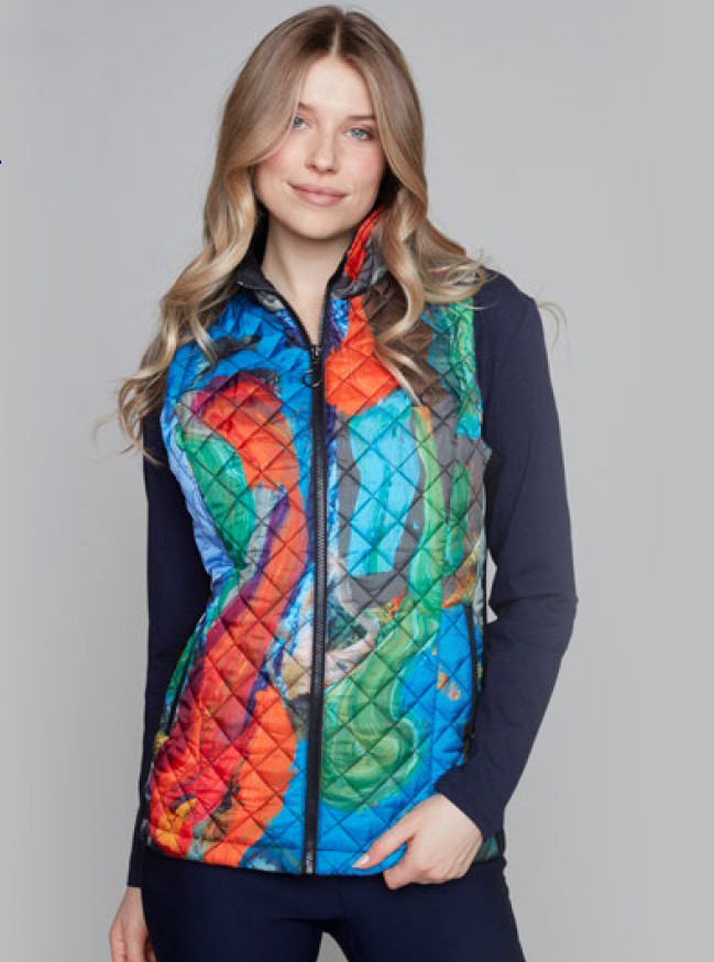 Multi Print Quilted Vest - 91714