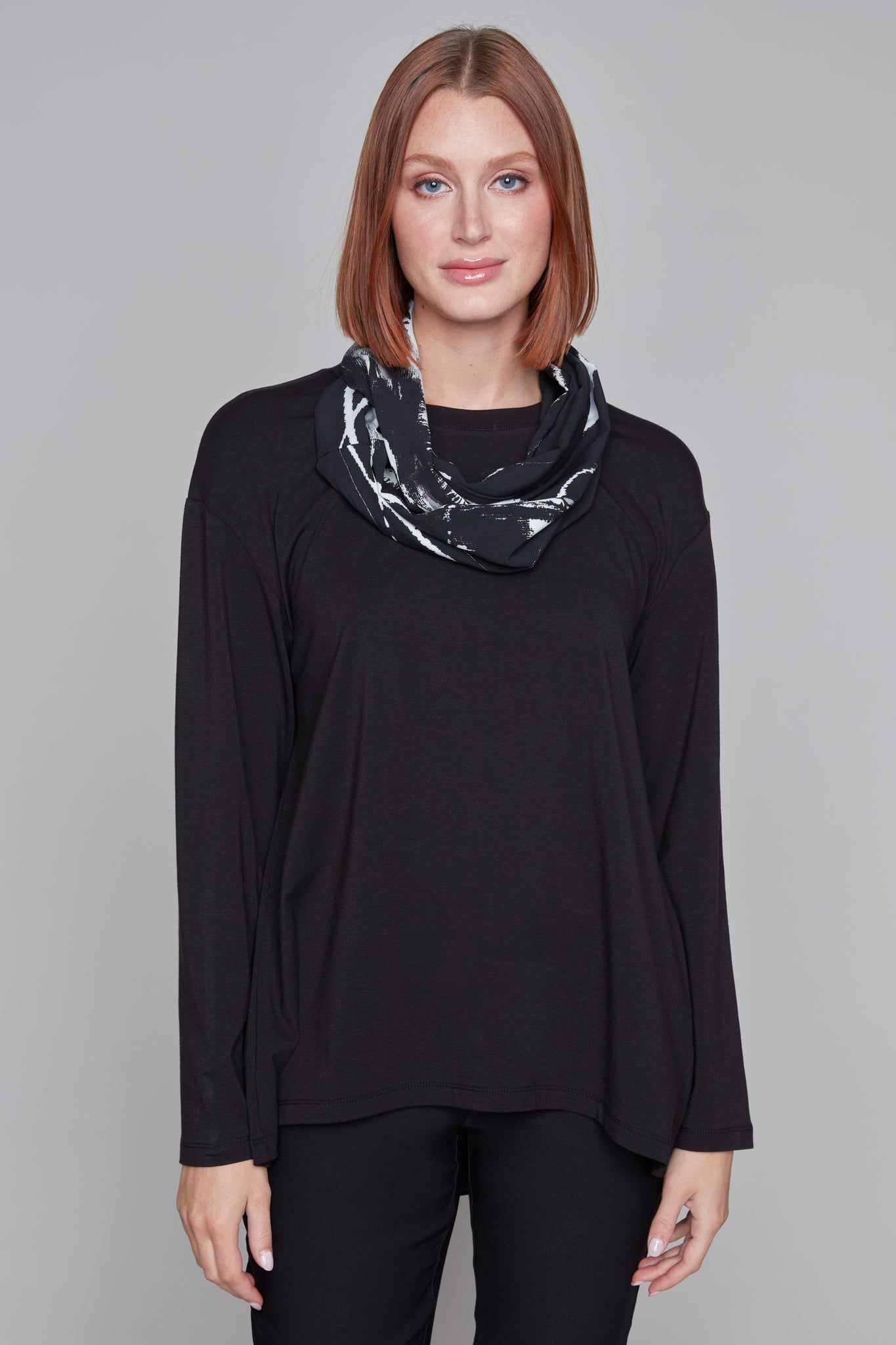 Black & White Top With Scarf - 91796