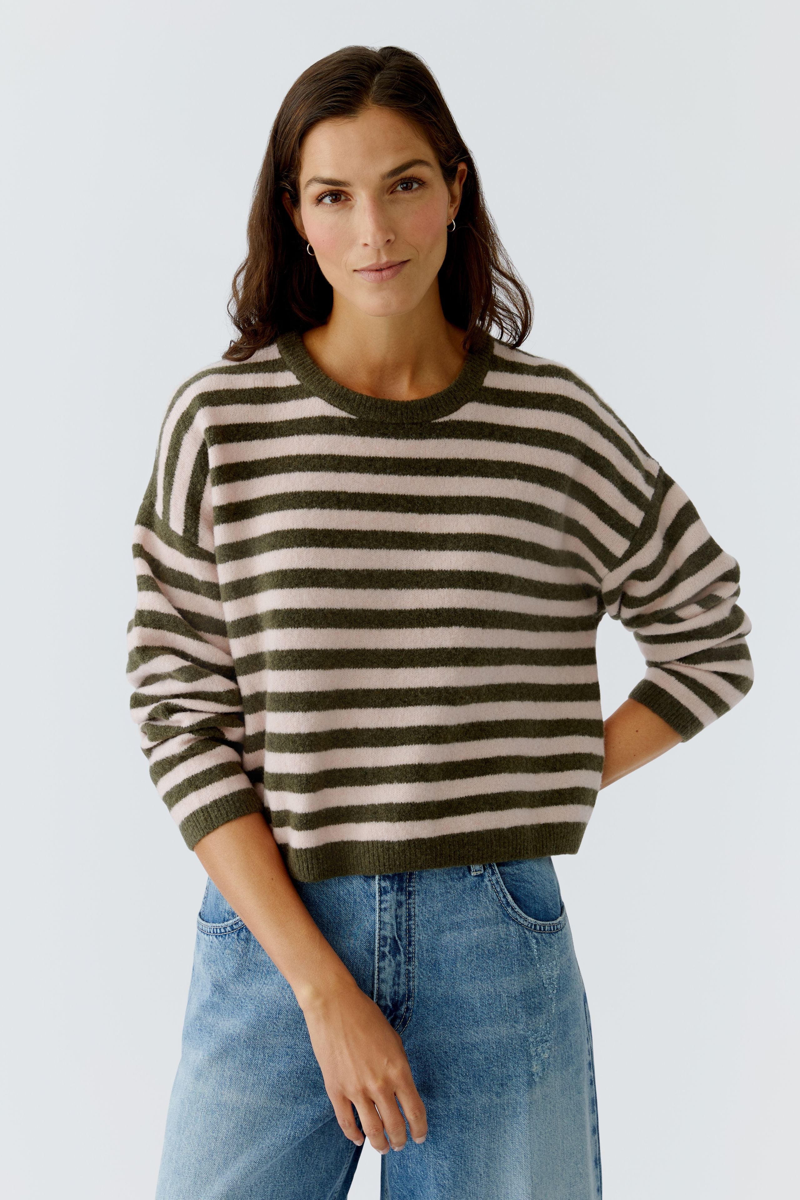 Rose & Khaki Stripe Sweater - 92275