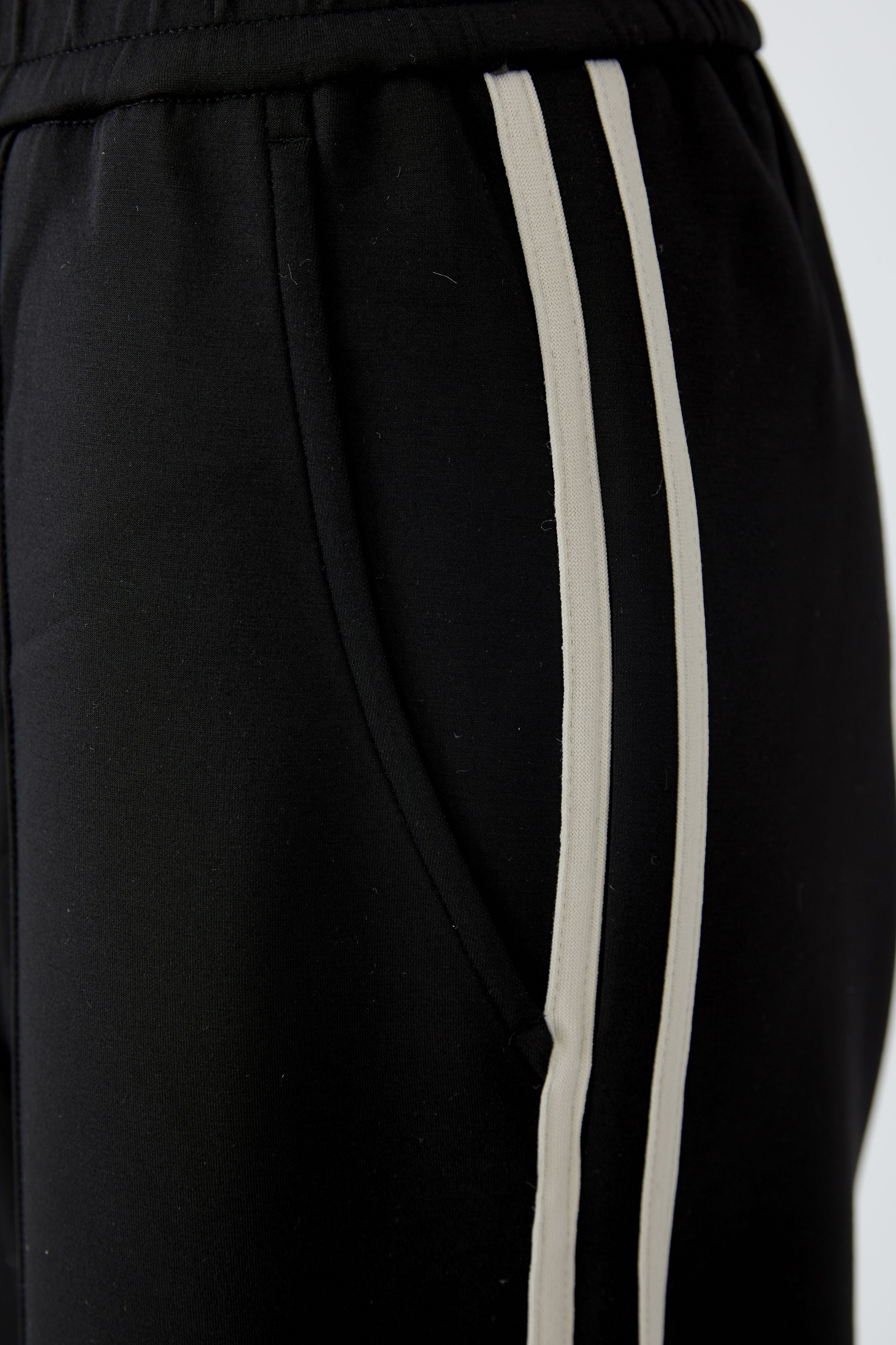 Black Off White Stripe Trousers - 94118