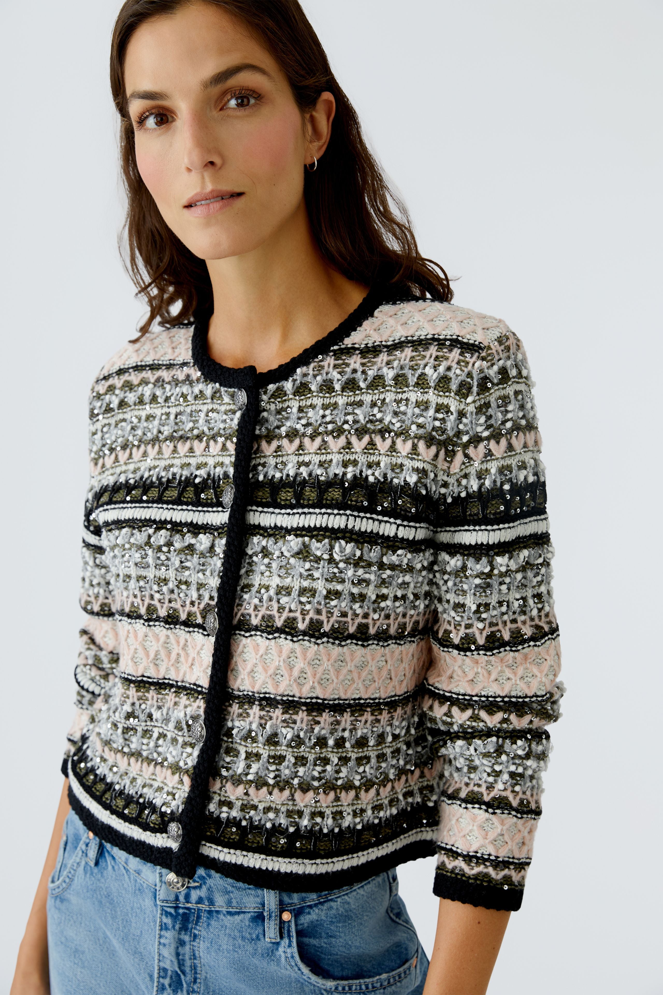 Khaki Rose Knit Jacket - 94828