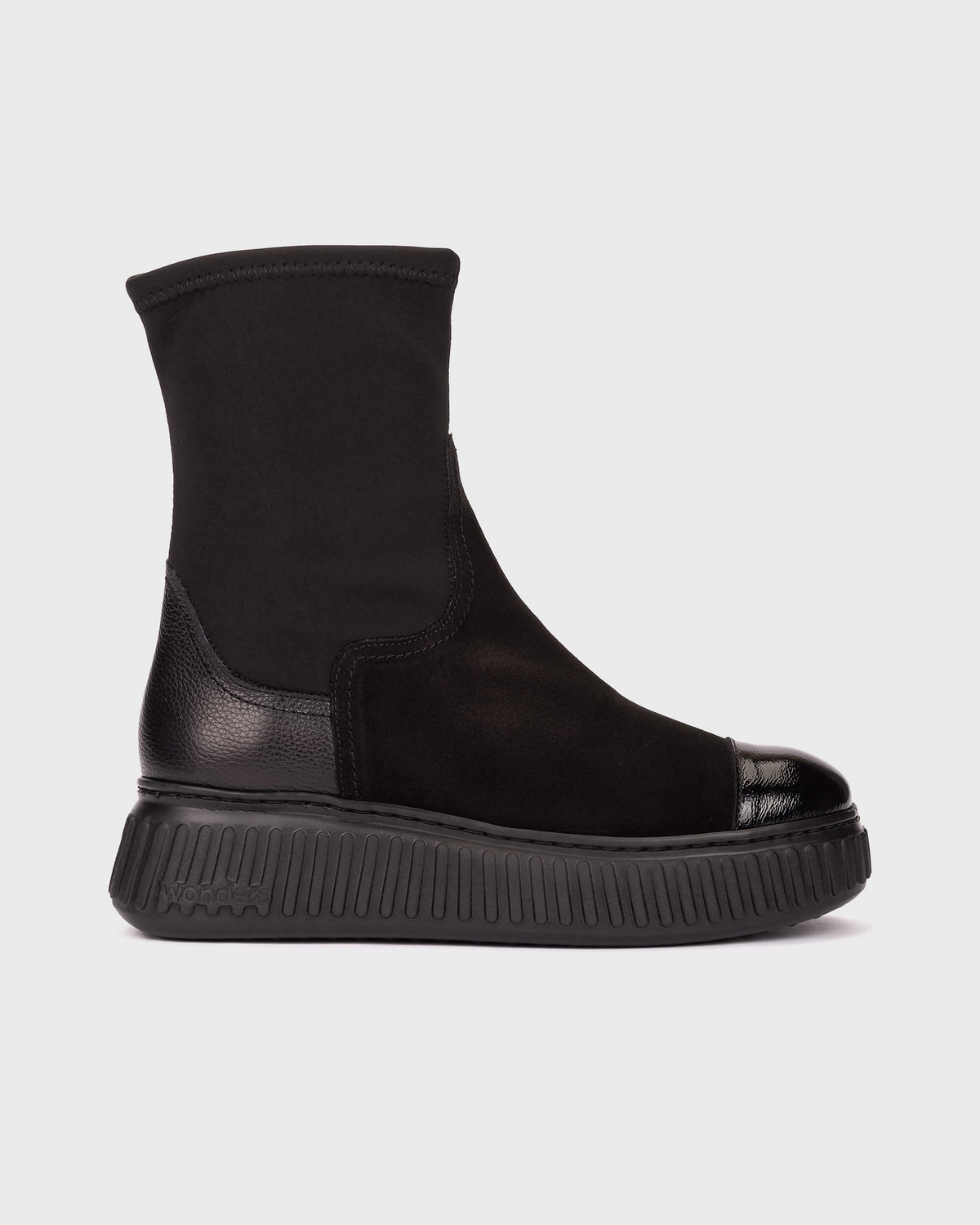Black Combi Sock Boots - A-5207