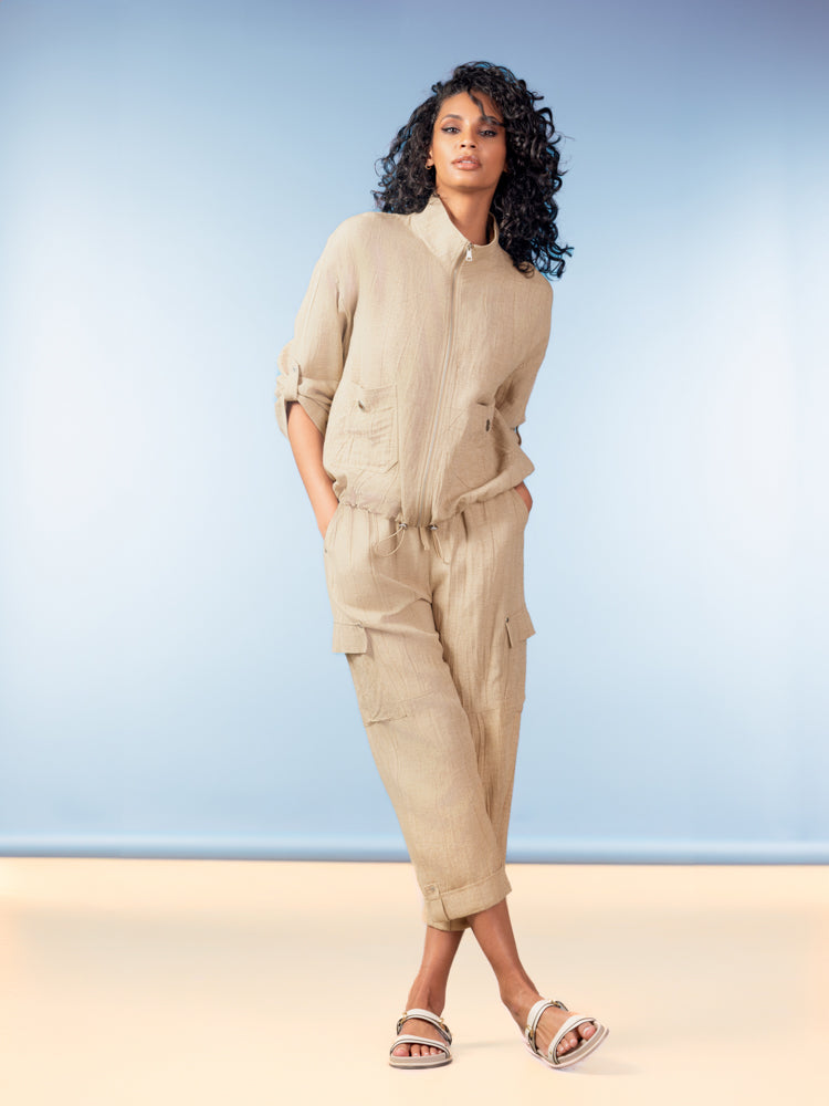 Sand Cargo Style Capri Pants - A47008