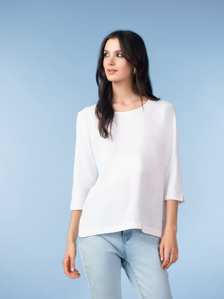 White Linen Blend Top - A47192