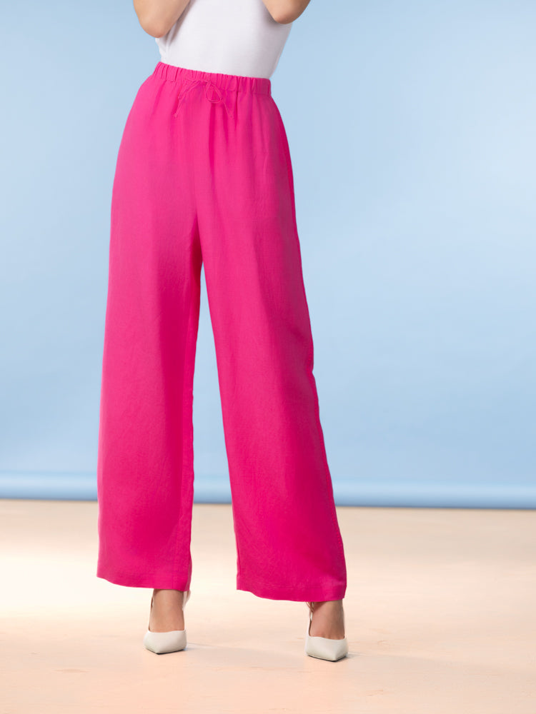 Fuchsia Linen Blend Trousers - A47237